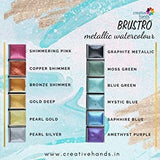 BRUSTRO, Metalic Watercolour | Half Pan | 12shades.