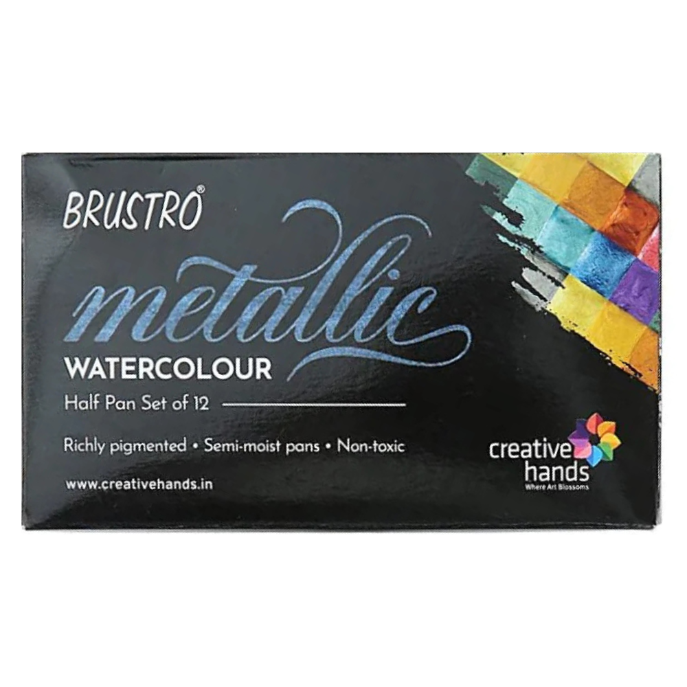 BRUSTRO, Metalic Watercolour | Half Pan | 12shades.