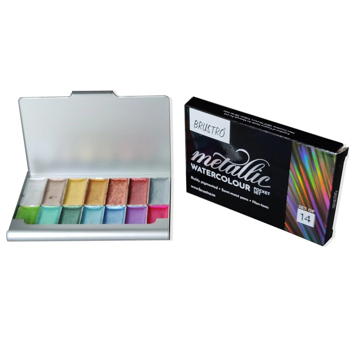 BRUSTRO, Metalic Water colour | Pocket Set | 14shades.