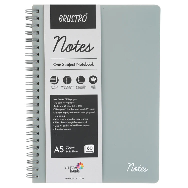 BRUSTRO, One Subject Notebook | A5 | 70 Gsm | 80 Page.