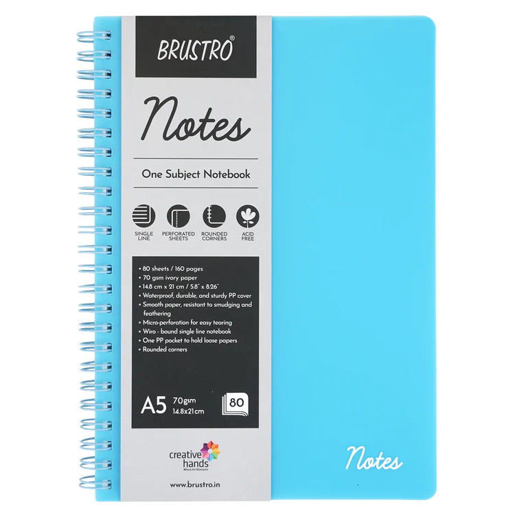 BRUSTRO, One Subject Notebook | A5 | 70 Gsm | 80 Page.