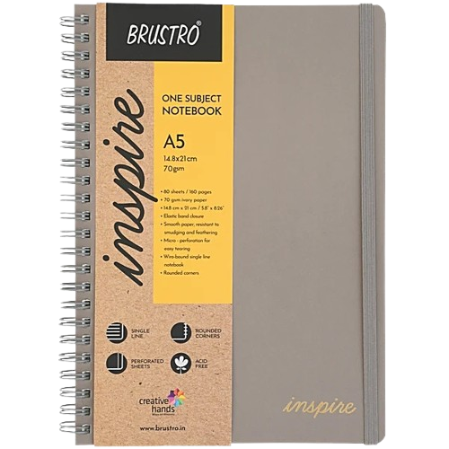 BRUSTRO, One Subject Notebook | A5 | 70 Gsm | 80 Page.
