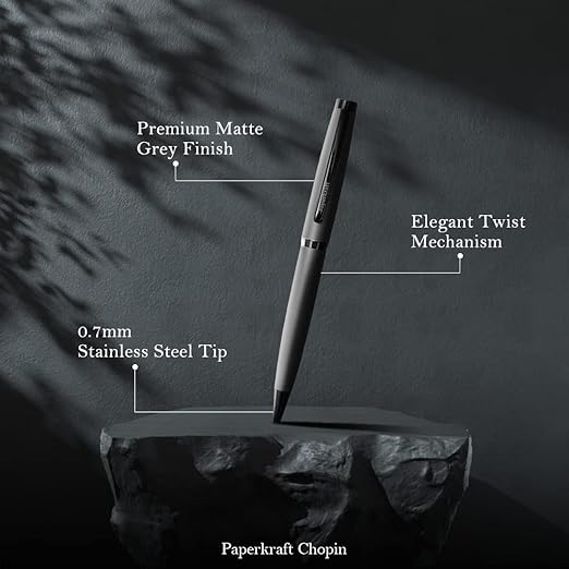 PAPERKRAFT, Ballpoint Pen - Chopin | Matte Grey | Black trim.