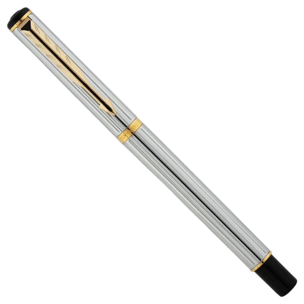 PARKER, Ballpoint Pen - RIALTO | Shiny Chrome | Gold Trim.