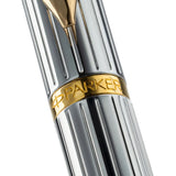 PARKER, Ballpoint Pen - RIALTO | Shiny Chrome | Gold Trim.