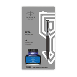 PARKER, Fountain Pen - BETA Premium | Black Trim | With Ink Bottle.