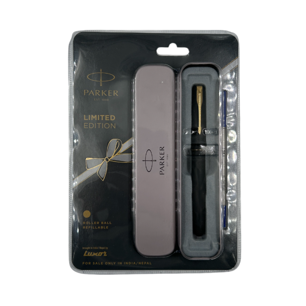 PARKER, Rollerball Pen - LIMITED EDITION | Matte Black | Gold Trim.