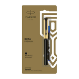 PARKER, Rollerball Pen - BETA Premium | Silver/Gold Finish Cap | Coated Clip.