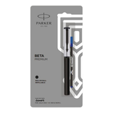 PARKER, Rollerball Pen - BETA Premium | Silver/Gold Finish Cap | Coated Clip.