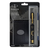 PARKER, Rollerball Pen - VECTOR Timecheck | Gold Trim | Medium.