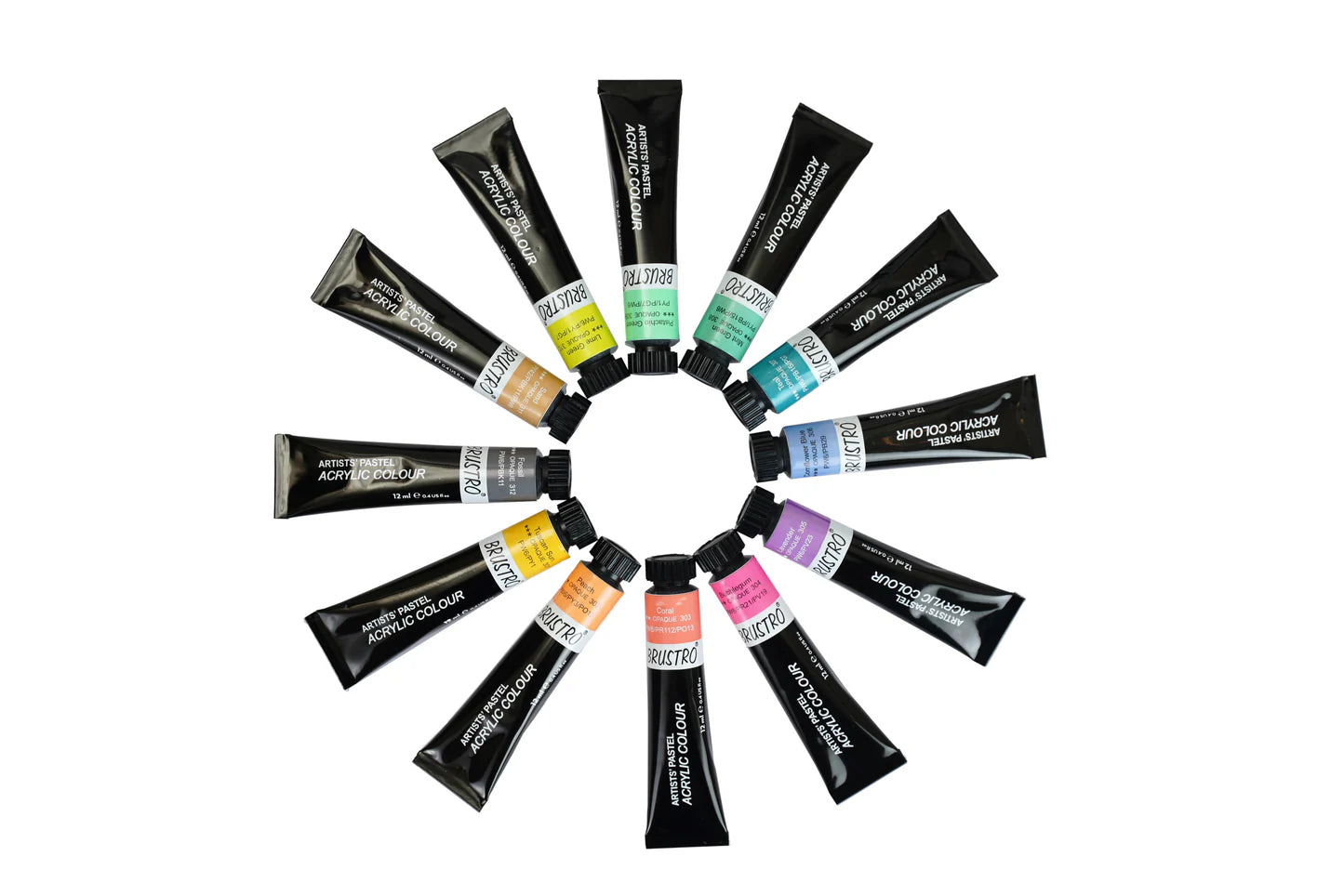 BRUSTRO, Acrylic Pastel Colour set - Artists | 12shades | 12ml.
