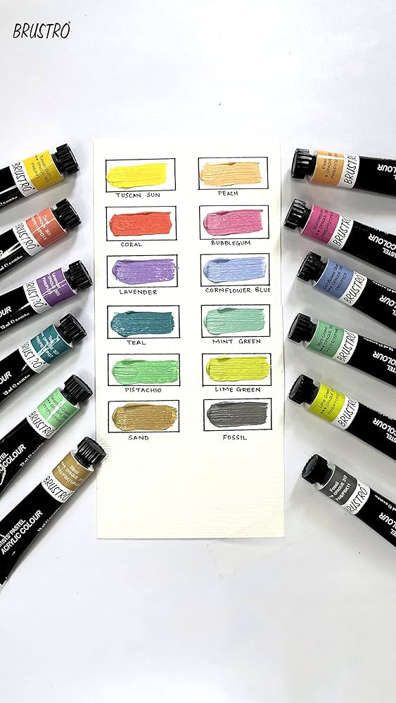 BRUSTRO, Acrylic Pastel Colour set - Artists | 12shades | 12ml.