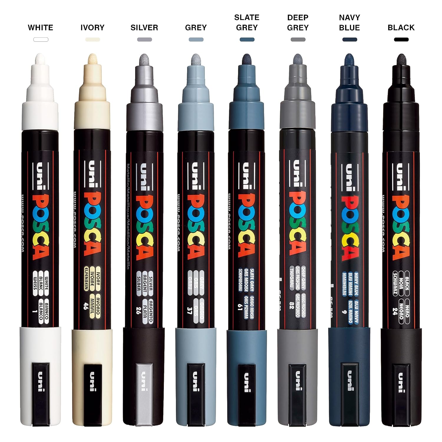 UNI, Paint Marker - POSCA | MONOTONE | Set of 8 | 1.8 ~ 2.5 mm.