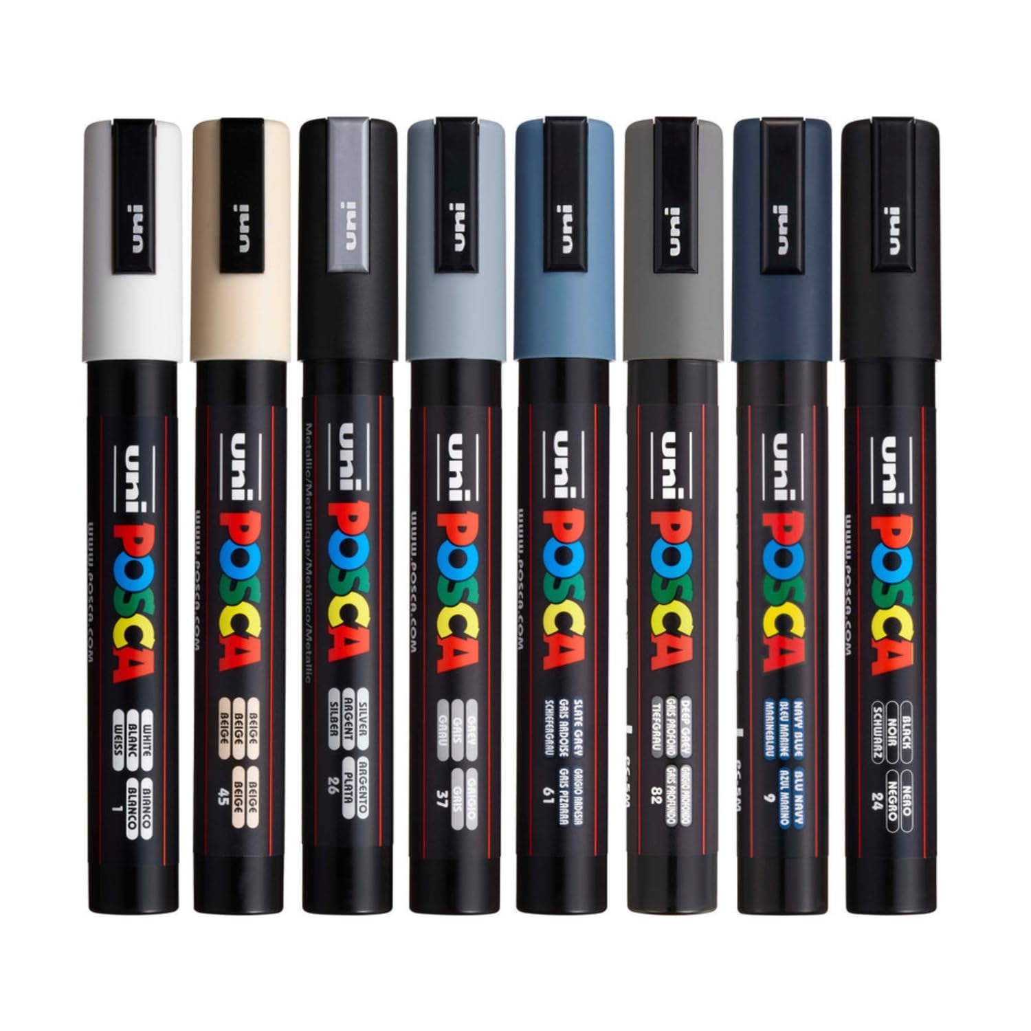 UNI, Paint Marker - POSCA | MONOTONE | Set of 8 | 1.8 ~ 2.5 mm.