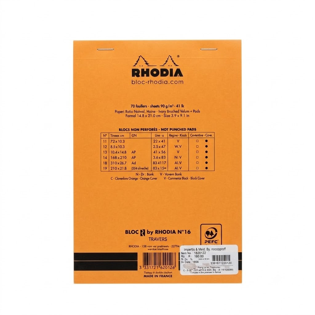RHODIA, Paper Pad - N° 16 | Blank | 70 Sheets.