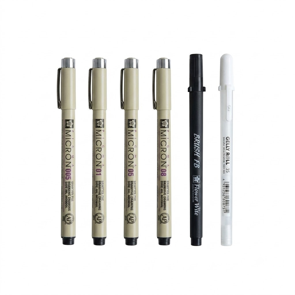 SAKURA, Fineliner Pen - Pigma | Manga | Set of 6.
