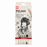 SAKURA, Pigment Fineliner | PIGMA | Manga | Set of 6.