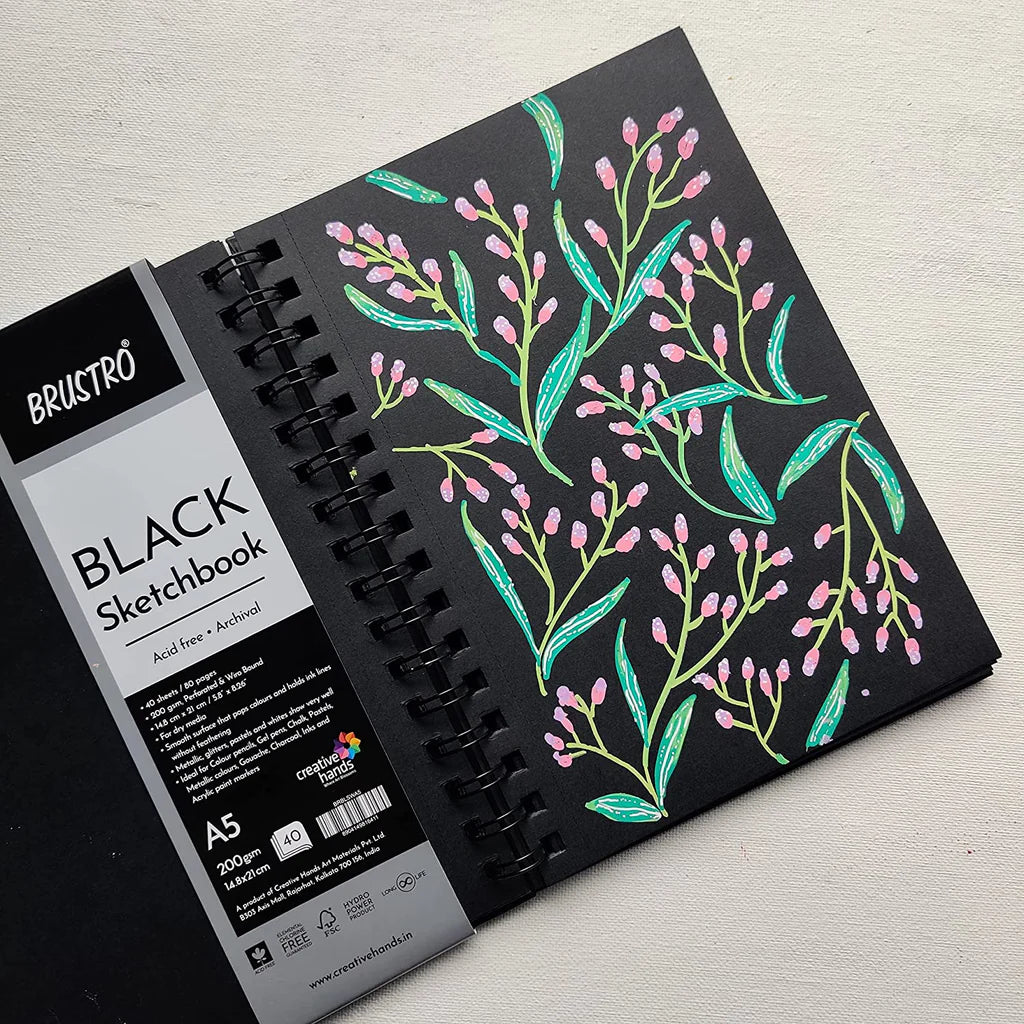 BRUSTRO, Black Sketch Book - Toned Paper.