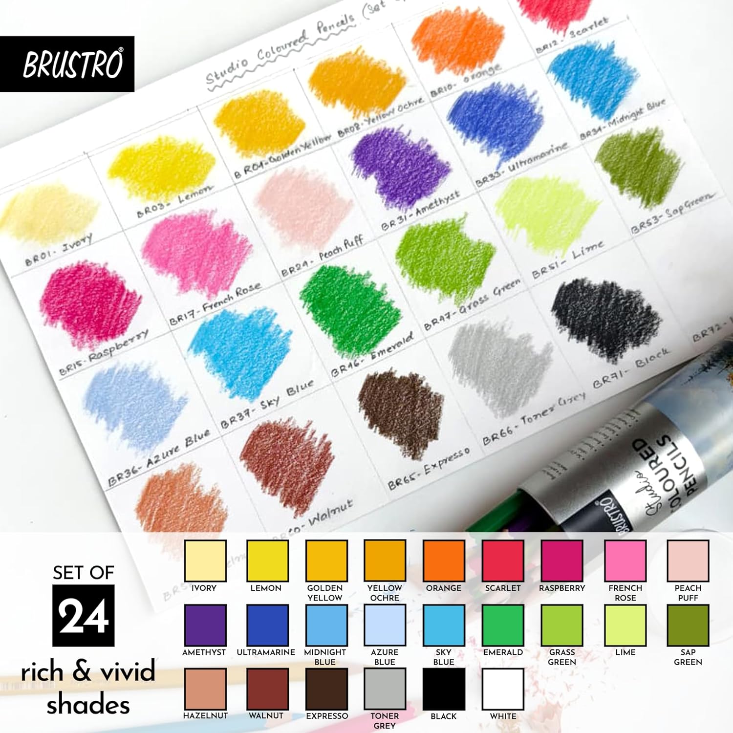 BRUSTRO, Coloured Pencils - Studio | 24shades.