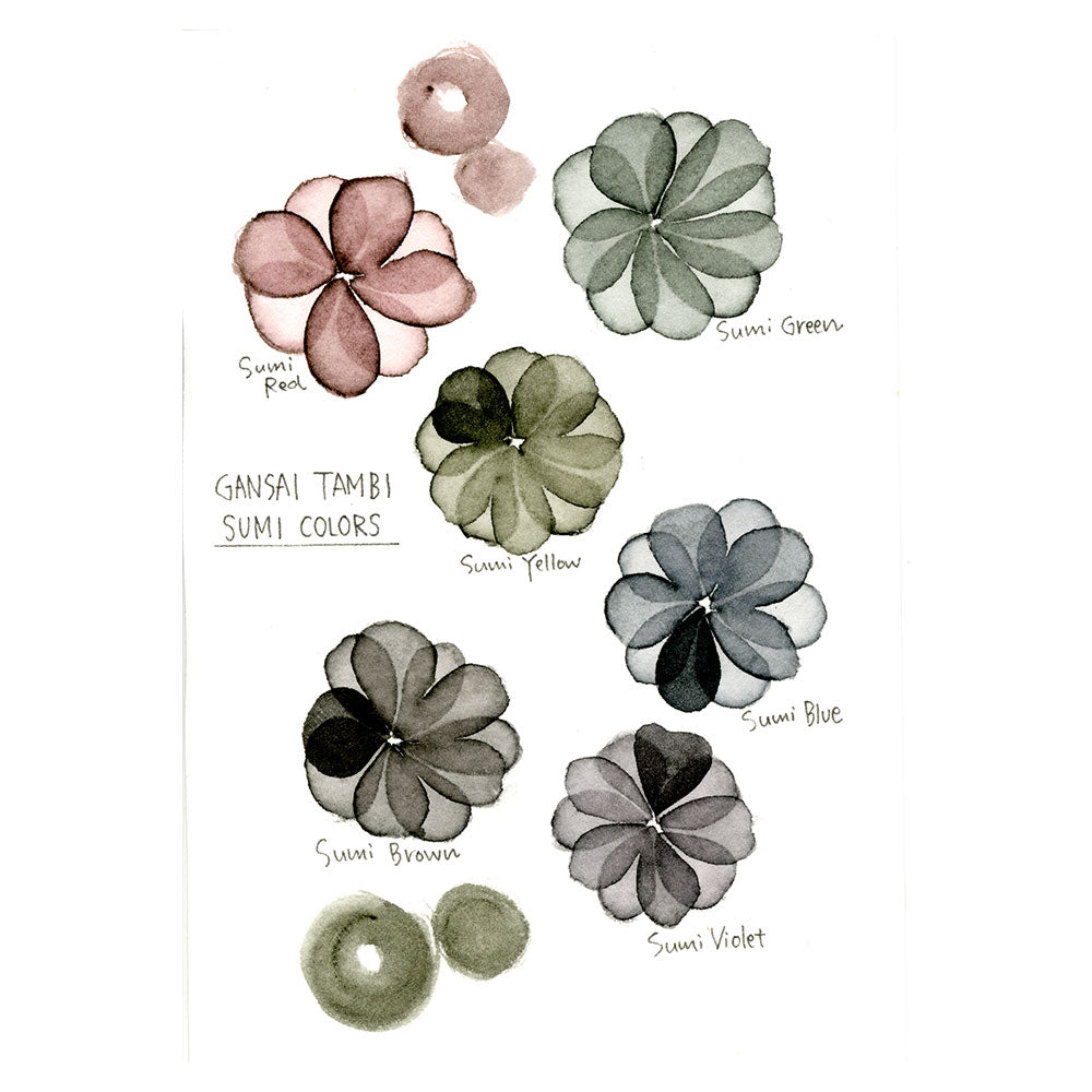 KURETAKE, Watercolour - Gansai Tambi | Sumi Colors | Set of 6.