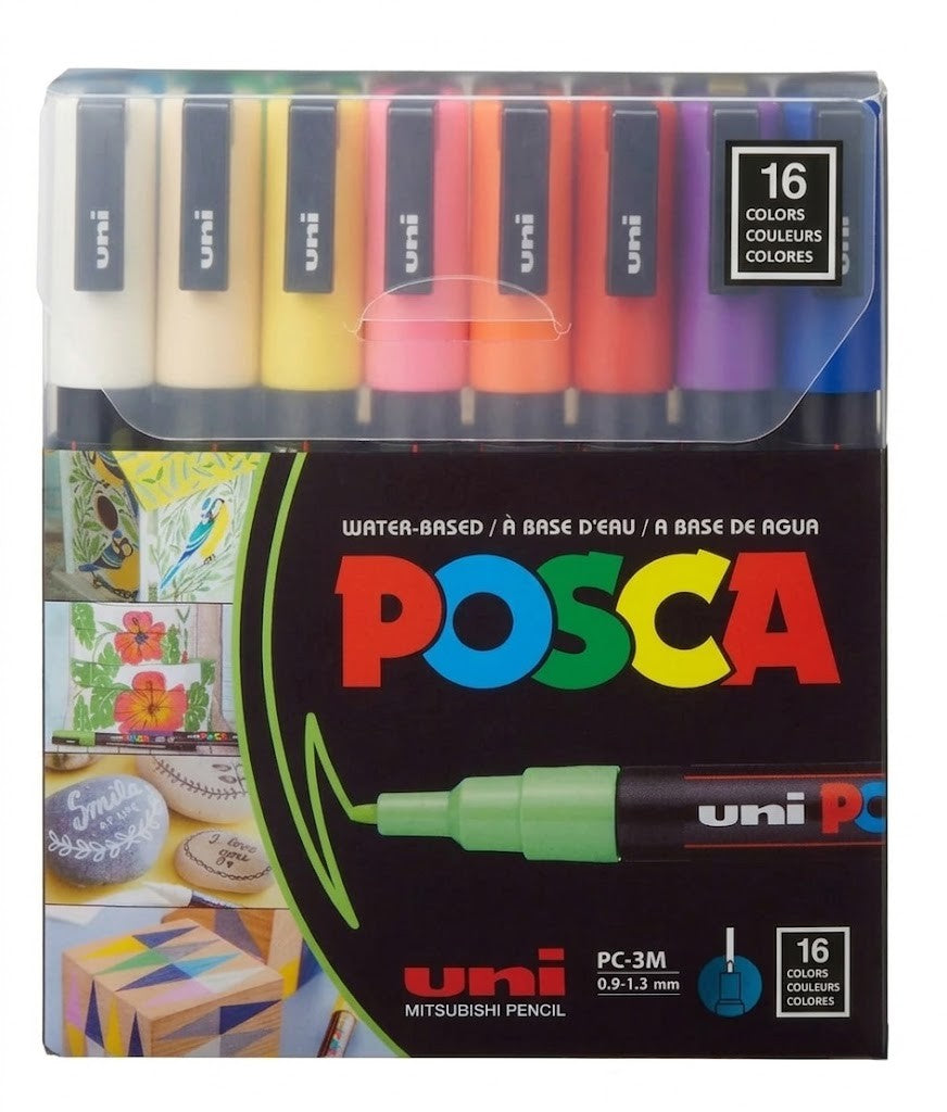 UNI, Paint Marker - POSCA | Set of 16 | 0.9 ~ 1.3 mm.
