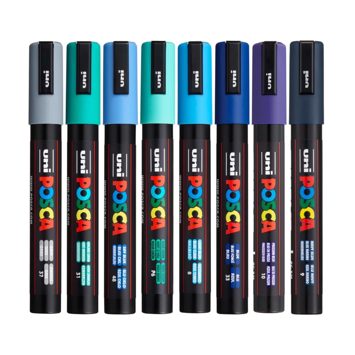 UNI, Paint Marker - POSCA | COOL | Set of 8 | 1.8 ~ 2.5 mm.