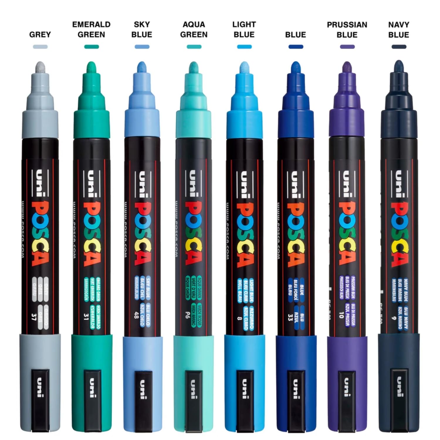 UNI, Paint Marker - POSCA | COOL | Set of 8 | 1.8 ~ 2.5 mm.