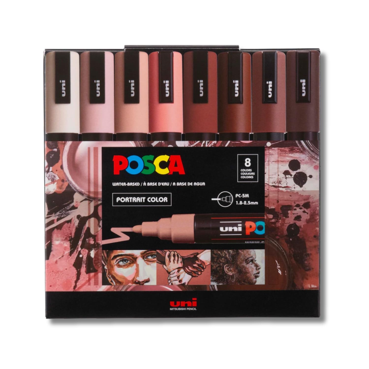 UNI, Paint Marker - POSCA | PORTRAIT | Set of 8 | 1.8 ~ 2.5 mm.