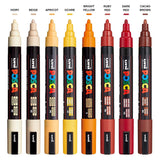 UNI, Paint Marker - POSCA | WARM | Set of 8 | 1.8 ~ 2.5 mm.