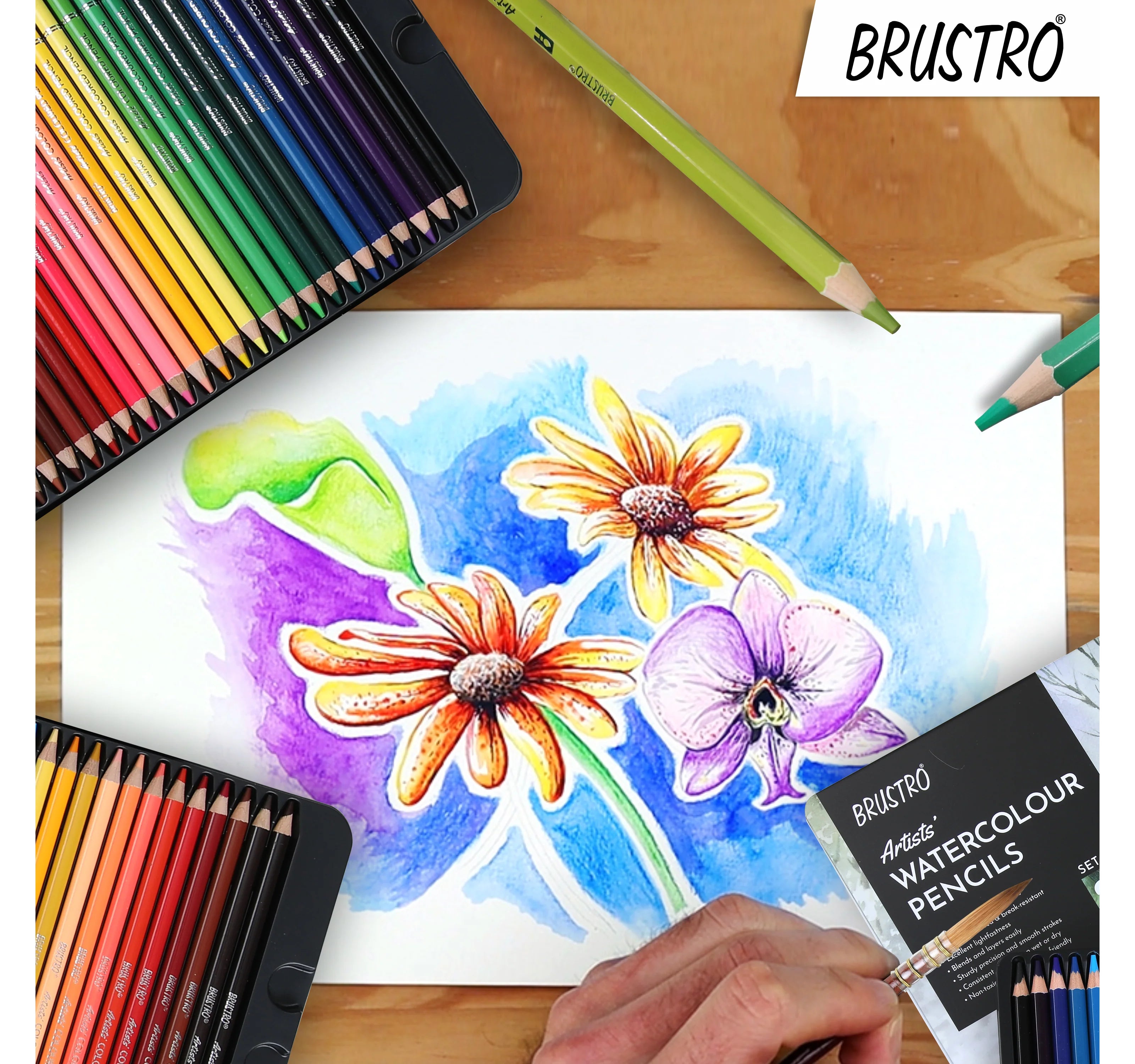 BRUSTRO, Water colour Pencils - Artists | Set Of 72.