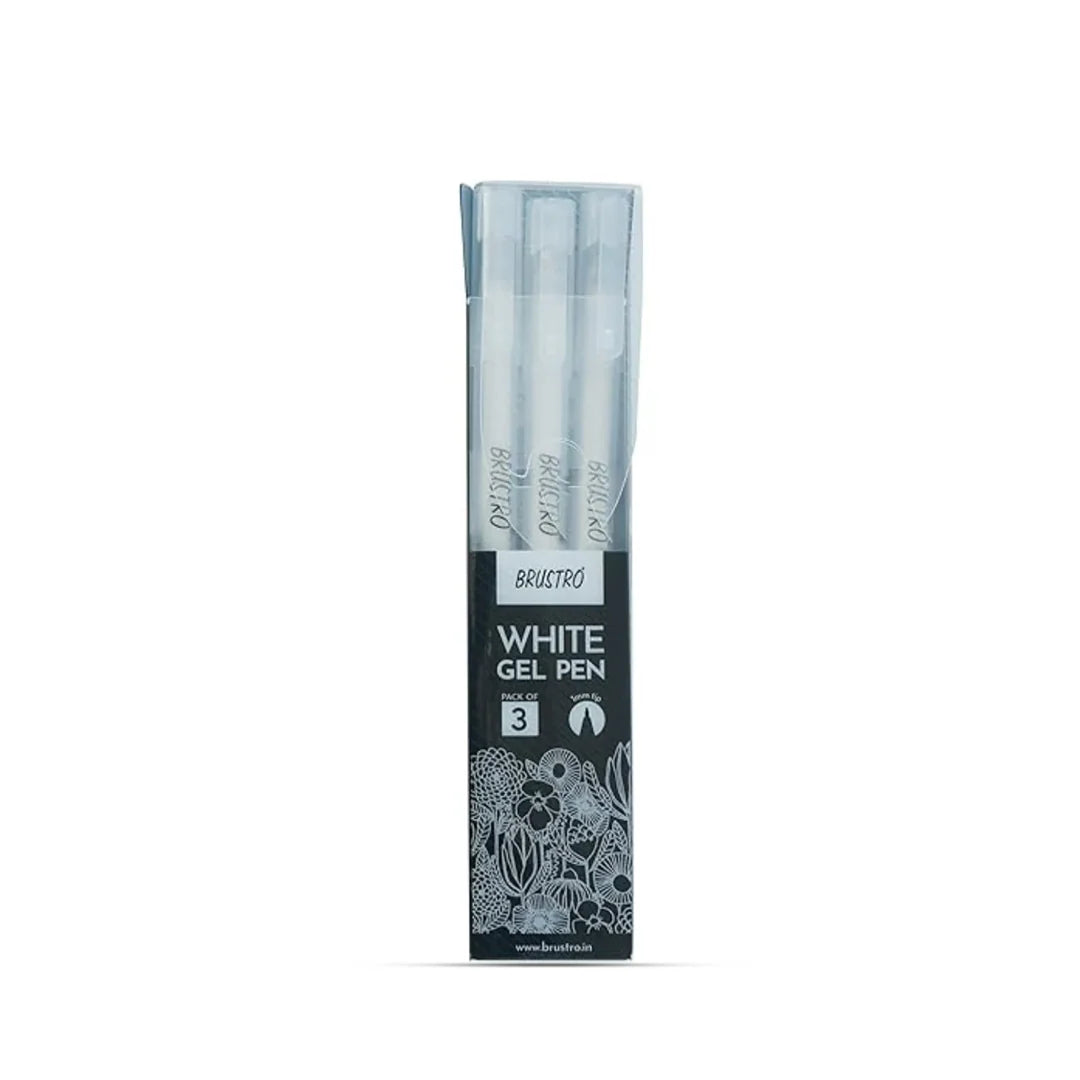 BRUSTRO, White Gel Pen | Set Of 3.