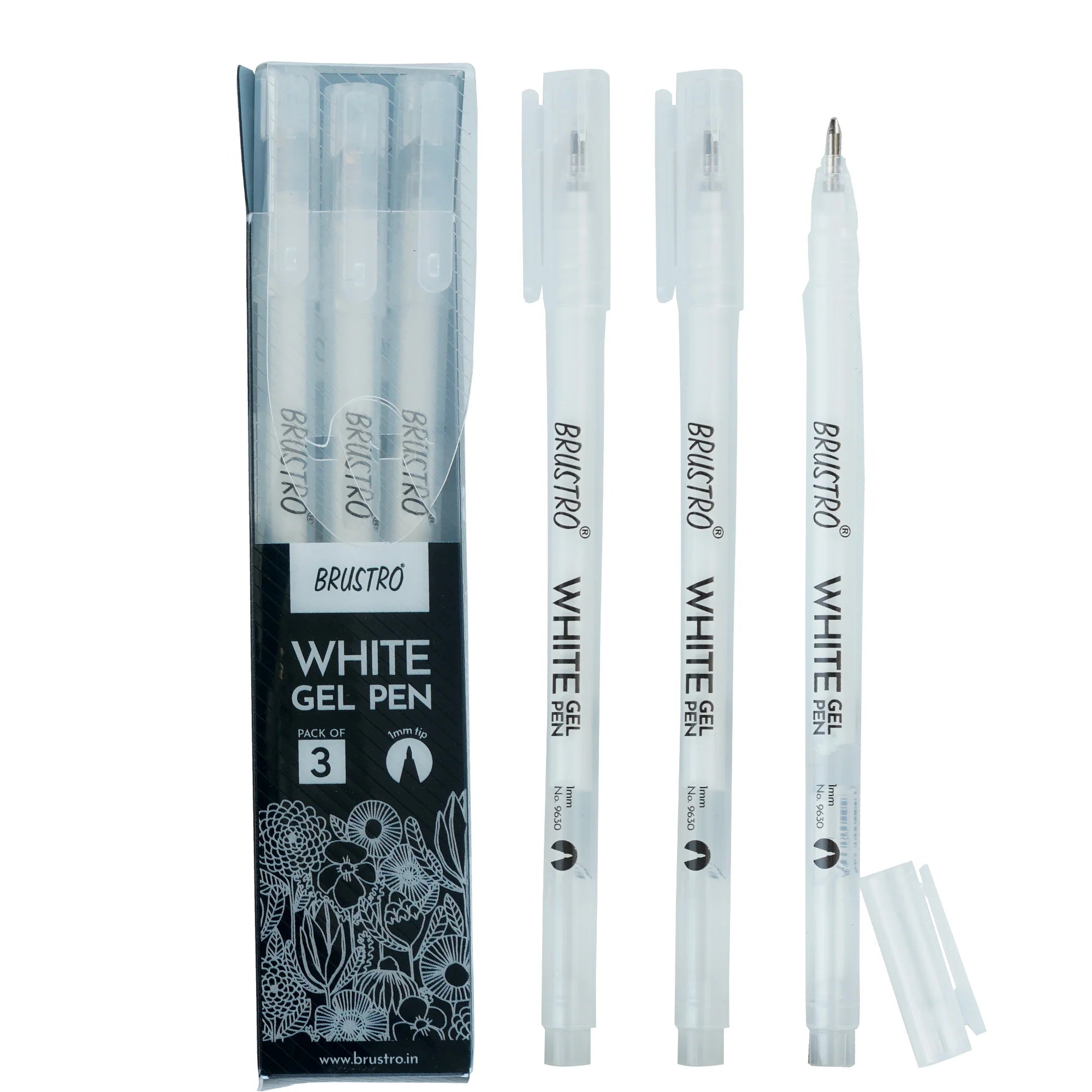 BRUSTRO, White Gel Pen | Set Of 3.