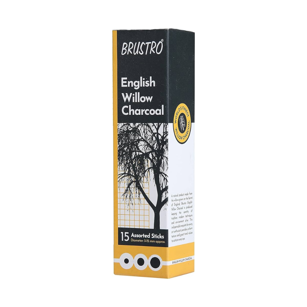 BRUSTRO, Charcoal Stick - English Willow | 15 Assorted Sticks.