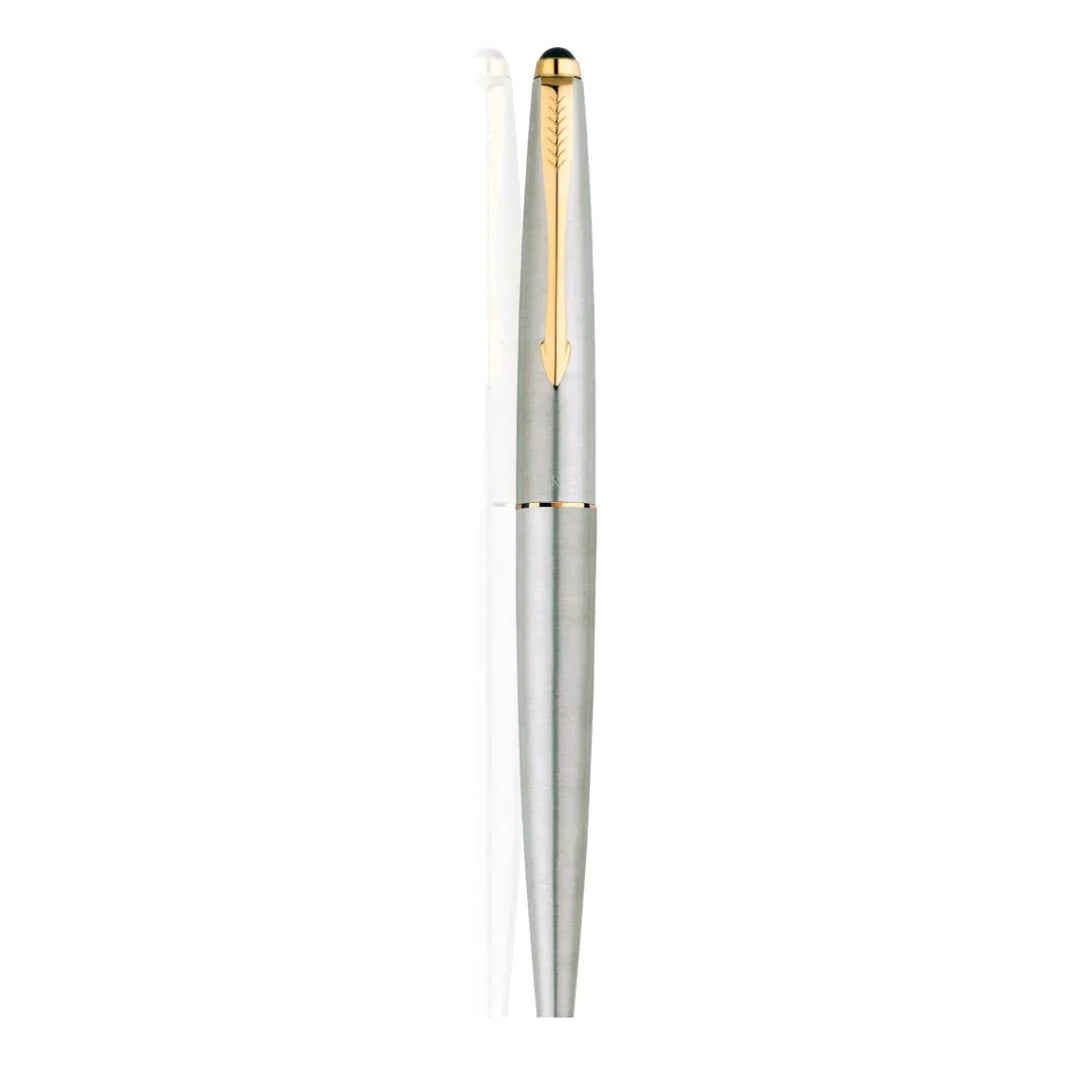PARKER, Rollerball Pen - GALAXY Stainless Steel | Gold Trim | Ultra Fine.