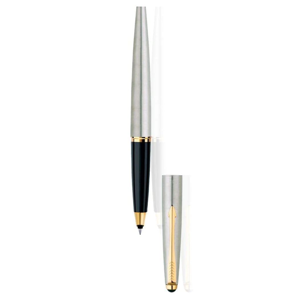 PARKER, Rollerball Pen - GALAXY Stainless Steel | Gold Trim | Ultra Fine.